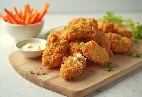 Breaded,And,Fried,Chicken,Nuggets,On,A,Wooden,Board,Kildare FArm Foods Open Farm & Shop
